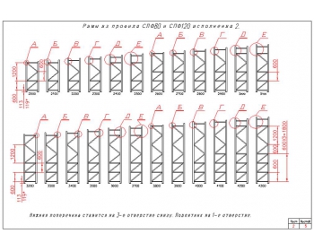 Схема рам исполнение 2 Схема рам из стоек СПФ80 и СПФ120 исполнения 2